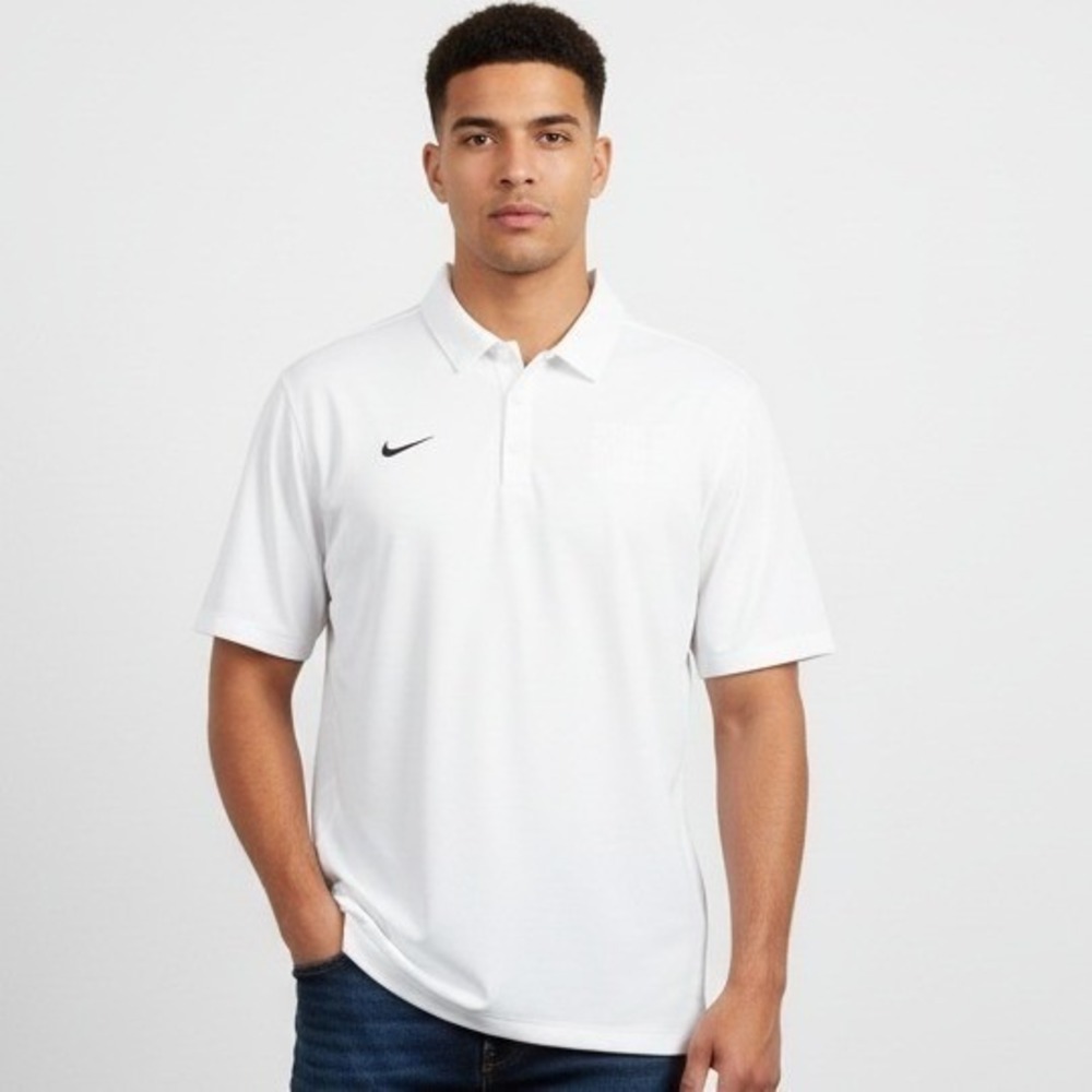 Nike Dri-FIT Golf Polo Shirt Mens XL White National Baseball Hall of Fame Sports